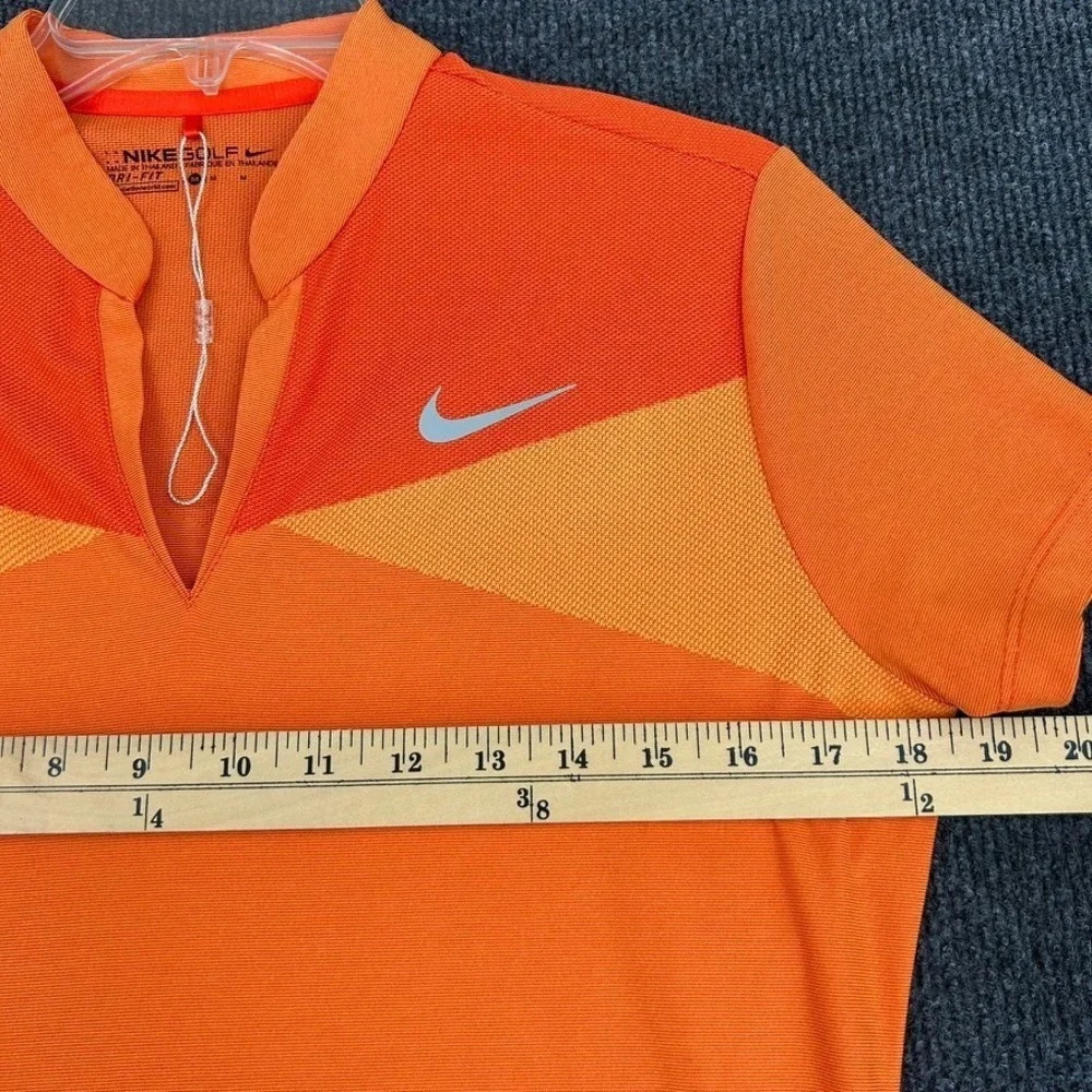 NIKE Golf Dri-Fit Women's Shirt Medium Short Sleeve V-Neck Orange Sporty Stretch - Picture 3 of 8